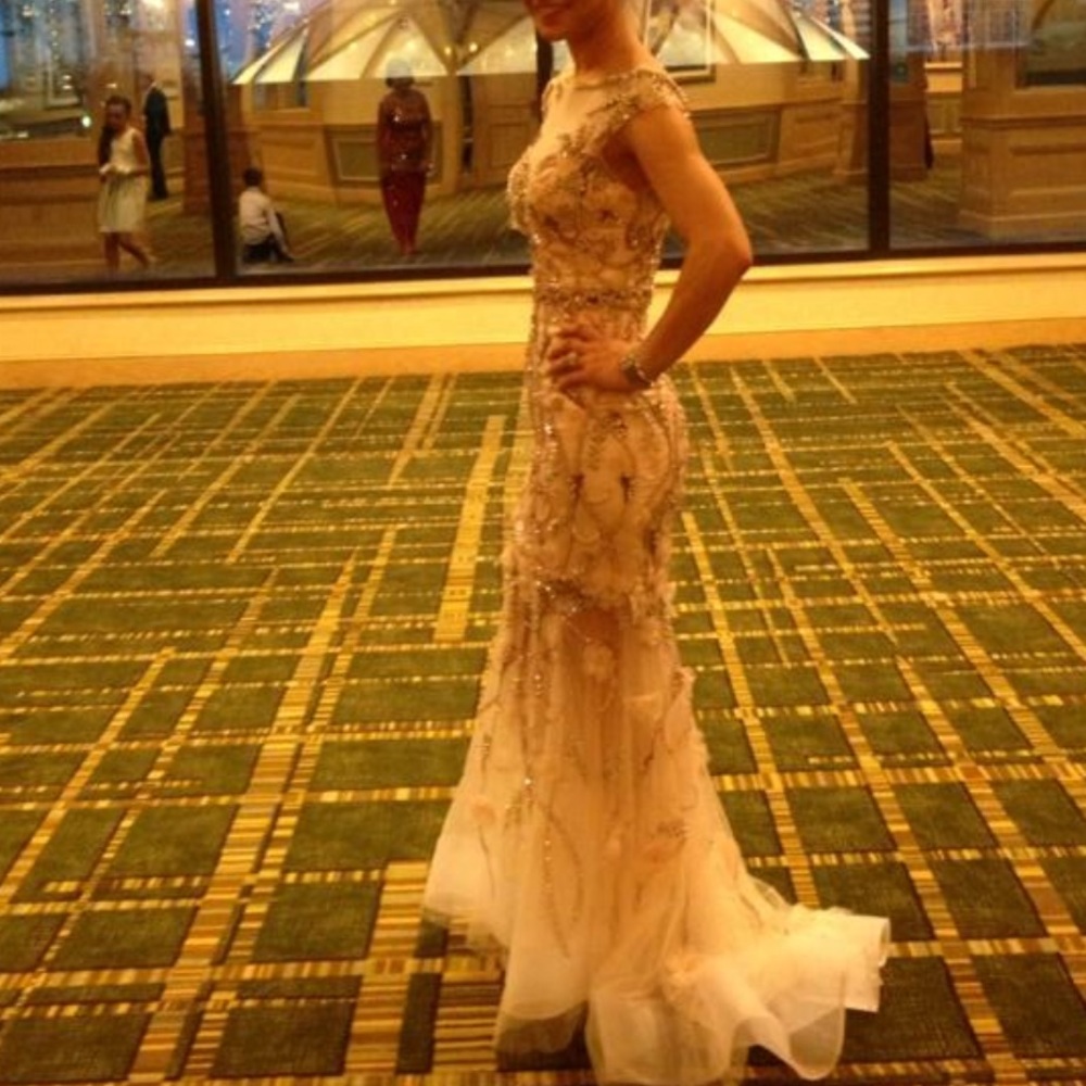 Mac Duggal Couture blush beaded dress - Picture 4 of 8